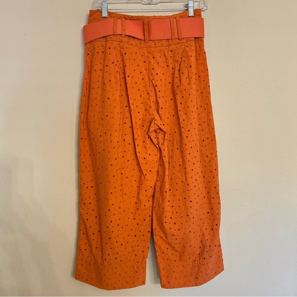 2 Piece Anthropologie Where Mountains Meet Eyelet Embroidered Orange Pants Top - Picture 5 of 16